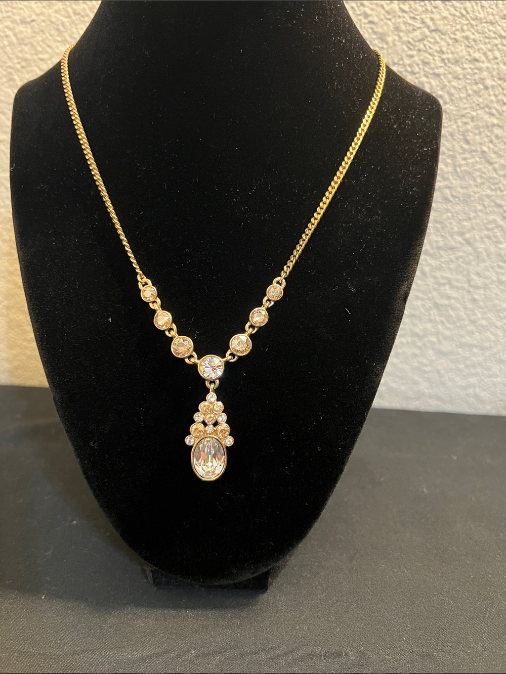 Givenchy Gold-Tone Crystal Drop Pendant Necklace